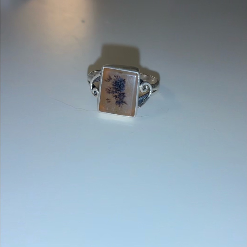 Dendritic Agate in Sterling silver band sz. 8.5